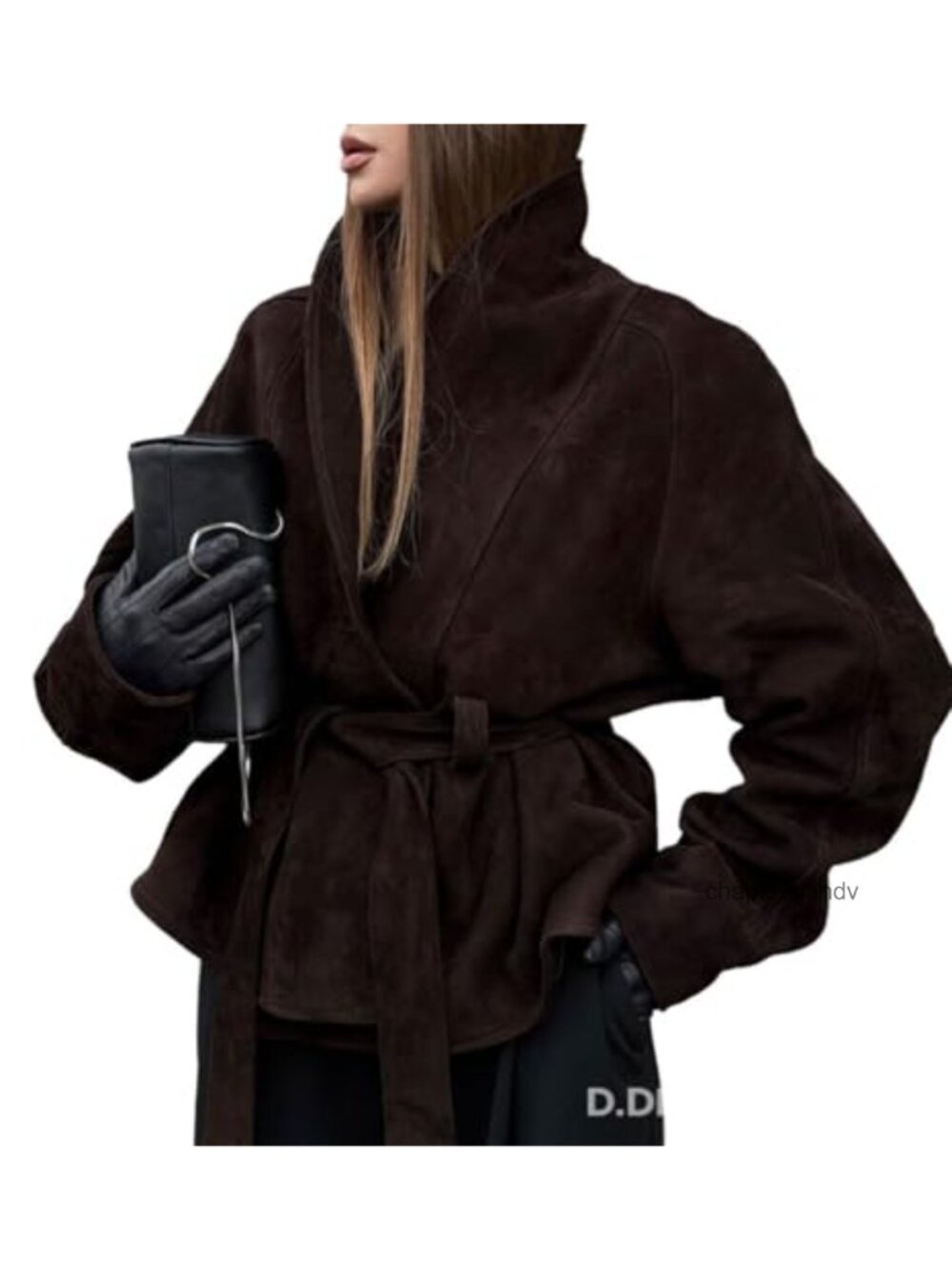 Women's Suede Jacket Long Sleeve Lace Up Motorcycle Retro Casual Coat